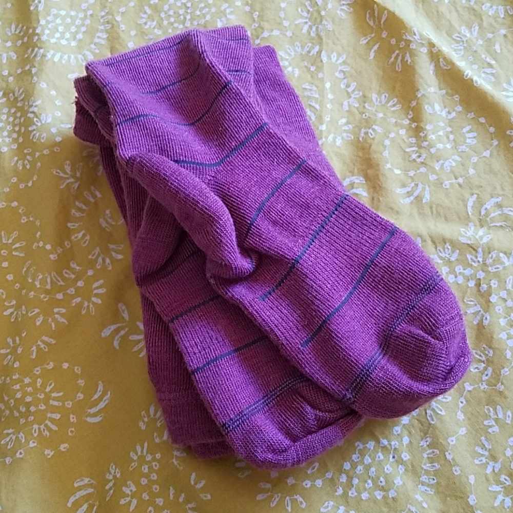 Girl's Smartwool Striped Raspberry Gray Tights